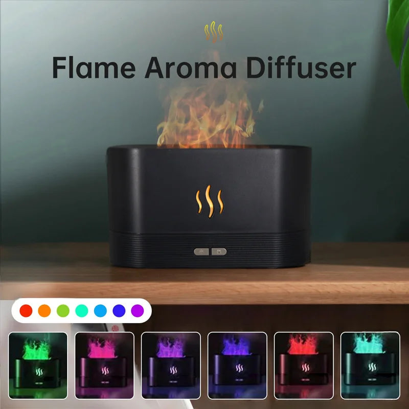 Vissko Aroma Flame Diffuser 180ML Air Humidifier Ultrasonic Aromatherapy Cool Mist Maker Essential Oil Lamp Difusers For Home