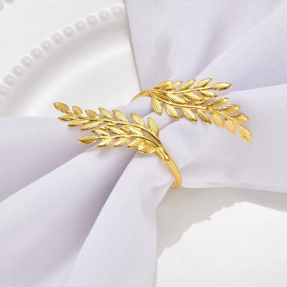 1Pcs Gold Leaf Napkin Rings Metal Fall Napkin Holder for Festival Christmas Thanksgiving Wedding Dinnig Table Decoration