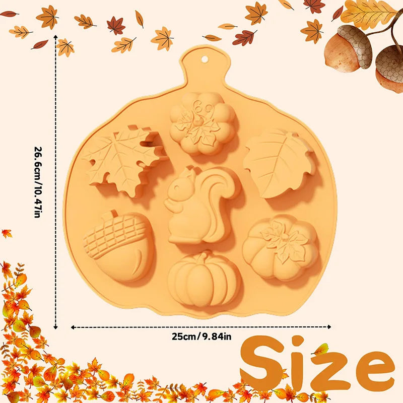 Autumn Silicone Chocolate Molds Leafs Pumpkins Acorns Cake Pan Baking Tray Moulds Thanksgiving Day Harvest Theme Mousse Making