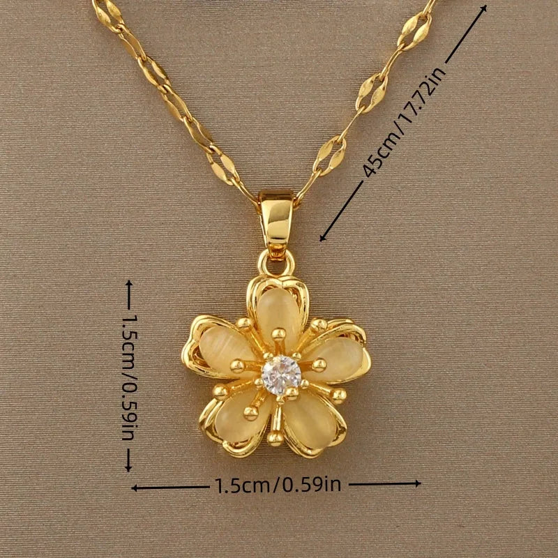 360° rotatable decompression five-petal flower pendant necklace birthday gift Thanksgiving gift accessories for family