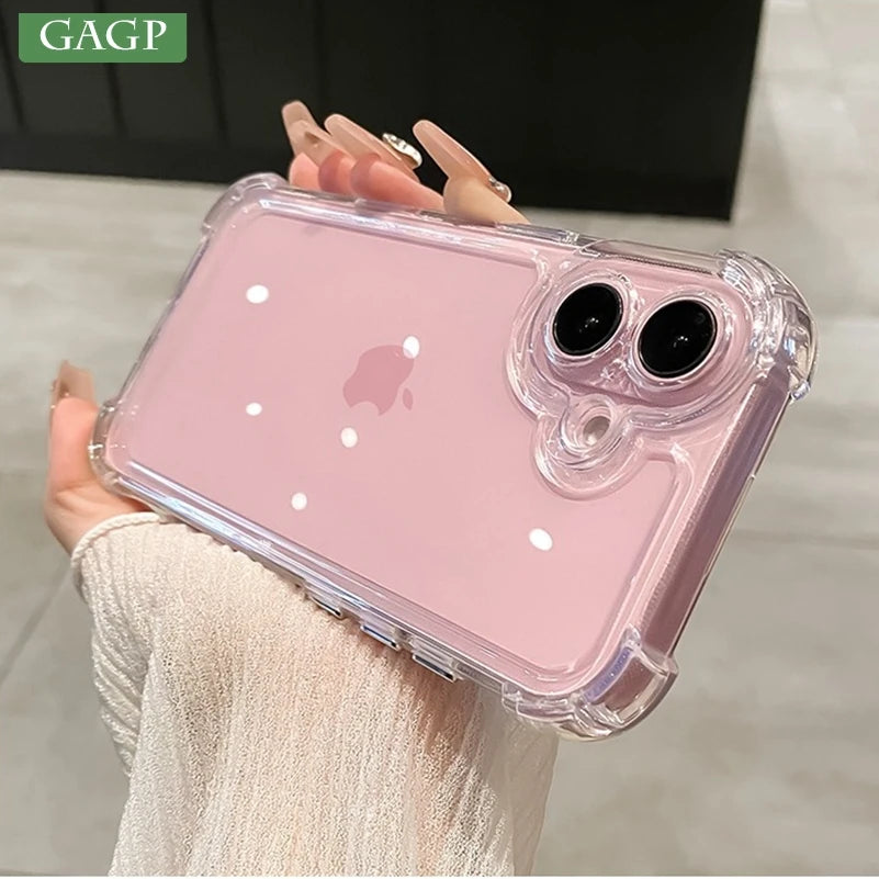 For iPhone 16 Pro Transparent Case Four Corner Airbag Shockproof Acrylic Cover for iPhone 15 14 13 12 11 Pro Max 16 Plus Xs Max