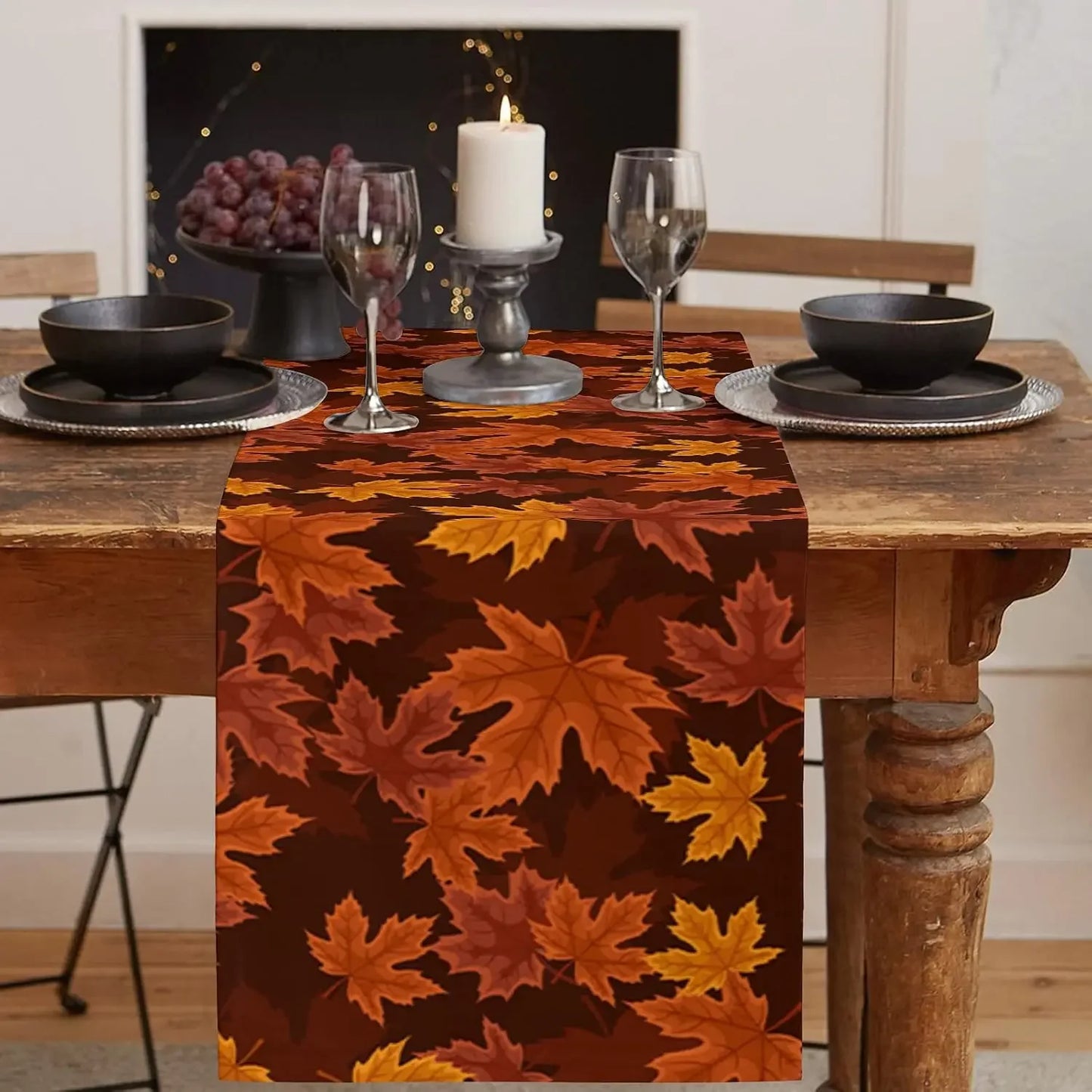 Thanksgiving Autumn Linen table runners home decorations durable Kitchen home dining table runners Thanksgiving decorations