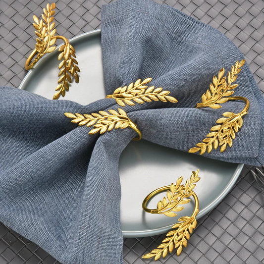 1Pcs Gold Leaf Napkin Rings Metal Fall Napkin Holder for Festival Christmas Thanksgiving Wedding Dinnig Table Decoration