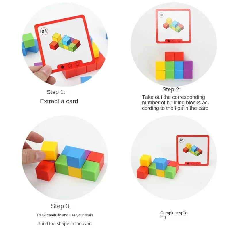 Montessori Magic Block Puzzle Toy Spatial Logical Thinking Training Game Rainbow Stacking Blocks Math Educational Toys for Child