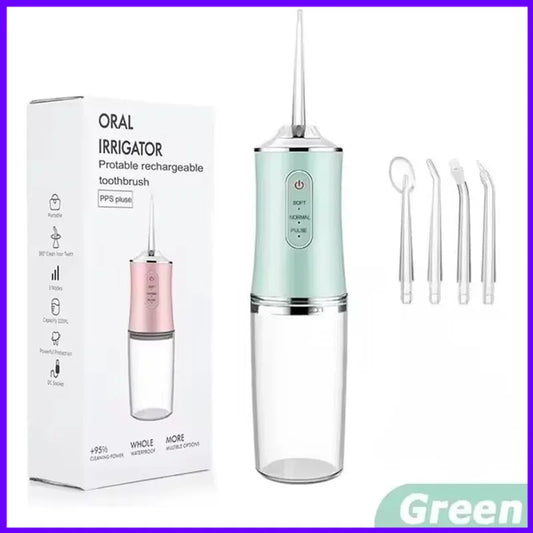 Portable Water Flosser 3 Modes IPX7 Waterproof Electric Rechargeable Oral Irrigator With 4 Nozzles Dental Teeth Cleaner