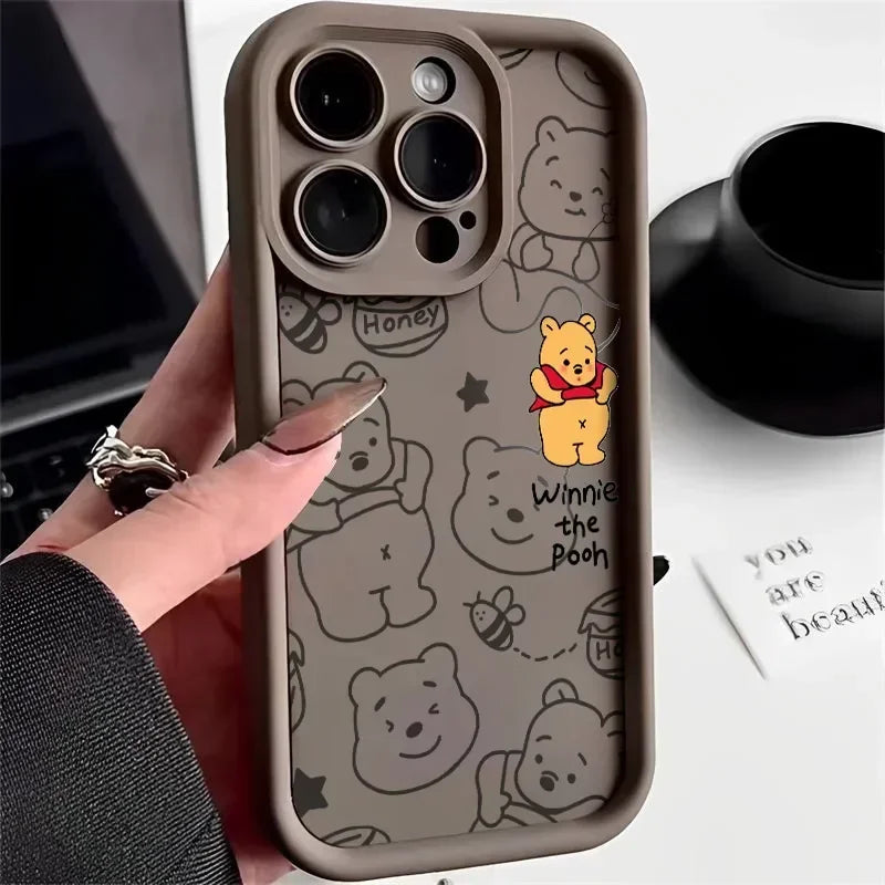 Disney Winnie Pooh Fat Cute Phone Case For iPhone 15 14 Pro Max 13 12 11 Pro XS Max X XR 7 8 15 Plus SE 2020 Soft Silicone Cover