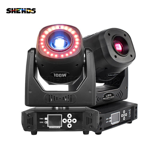 2PCS LED Spot 100W Gobo Moving Head Light 6 Face Prism With Circle DMX512 Dj Stage Effect Light Party Dance Disco Bar Equipment